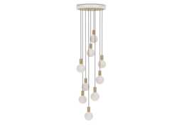 Tala Large White Canopy With 9 Oak Pendants and 9 Sphere IV Bulbs