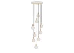 Tala Large White Canopy With 9 Oak Pendants and 9 Sphere IV Bulbs - thumbnail 2