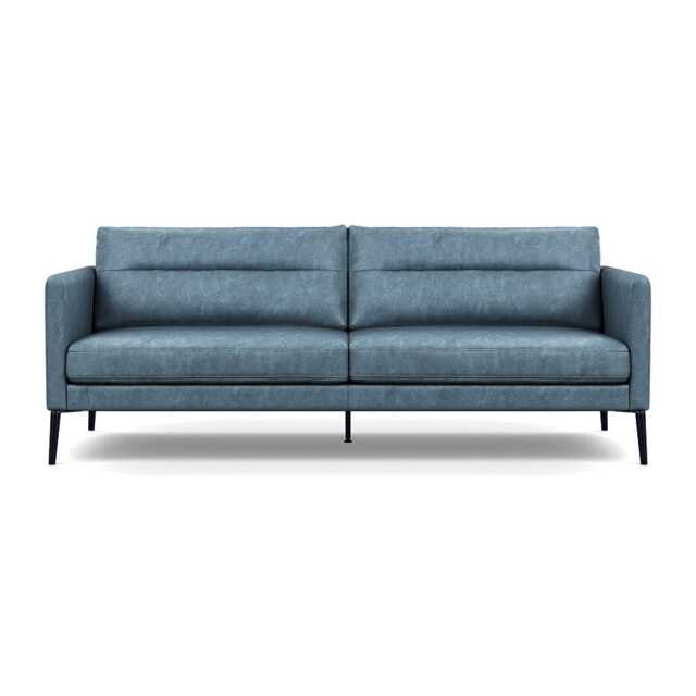 Heal's Altamura 3 Seater Sofa Old England Leather Blue Black Feet