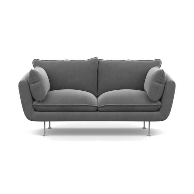 Heal's Allora 2 Seater Sofa Smart Velvet Mercury Stainless Steel Feet