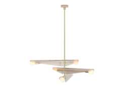 Tala Sycamore Chandelier 3 Pendant Light Tier Solid Brass & Dusk Pink Glass