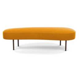 Heal's Isola Large Ottoman Nobilis Velvet Mustard Bronze Feet