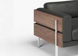 Case Forum 2 Seater Sofa Walnut Frame / Black leather