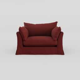 Heal's Tailor Loose Cover Loveseat Capelo Linen Etruscan Red, Natural Beech Feet