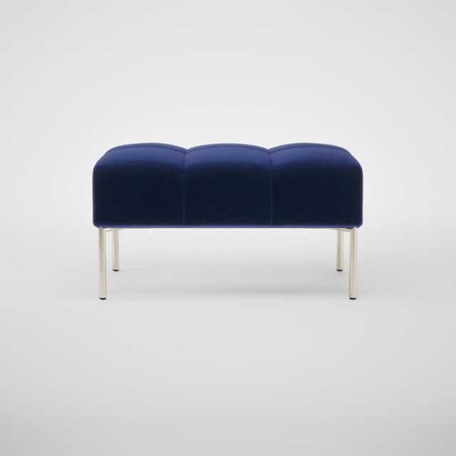 Heal's Quadro Ottoman Nobilis Velvet Neptune Stainless Steel Feet