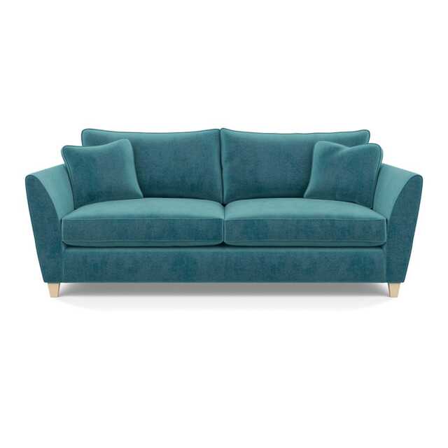 Heal's Torino 4 Seater Sofa Smart Luxe Velvet Airforce Blue Natural Feet