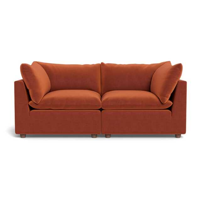 Heal's Astrid FEATHER 3 Str Sofa Cotton Velvet Russet Walnut Stain Feet