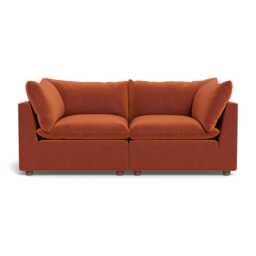 Heal's Astrid FEATHER 3 Str Sofa Cotton Velvet Russet Walnut Stain Feet