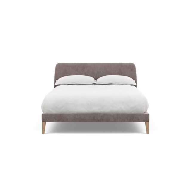 Heal's Wallis Bedstead Double Smart Luxe Velvet Mushroom Walnut Feet - image 1