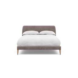 Heal's Wallis Bedstead Double Smart Luxe Velvet Mushroom Walnut Feet - thumbnail 2