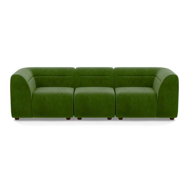 Heal's Lilli 3 Seater Sofa Smart Luxe Velvet Grass Natural Beech Feet