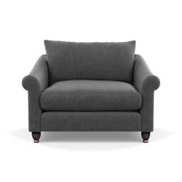 Heal's Devon Loveseat Melton Wool Granite Walnut Stained Feet
