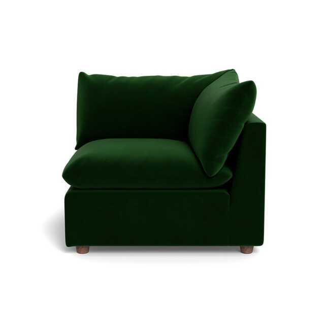 Heal's Astrid Corner Unit Smart Velvet Forest Walnut Stained Beech Feet