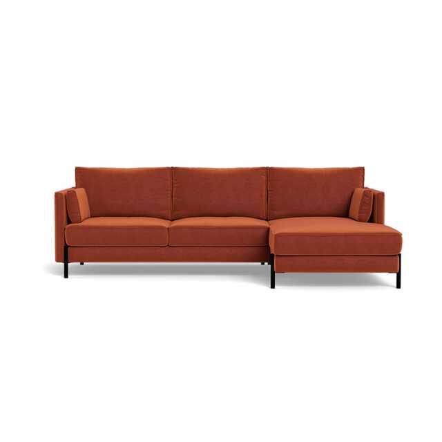 Heal's Tortona RHF 4 Str Corner Chaise Cotton Velvet Russet, Black Feet - image 1