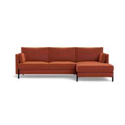 Heal's Tortona RHF 4 Str Corner Chaise Cotton Velvet Russet, Black Feet - thumbnail 1