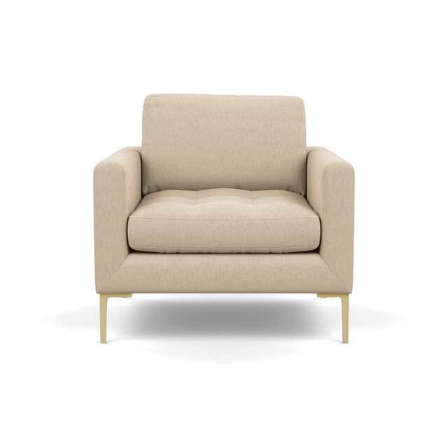 Heal's Eton Armchair Brushed Cotton Oat Brass Feet
