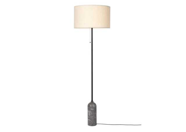 Gubi Gravity Floor Lamp Grey Marble Base Canvas Shade