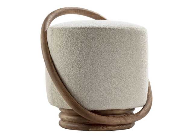 Porada Smile Pouf in Bouclage 01 and Canapa Stained Ash