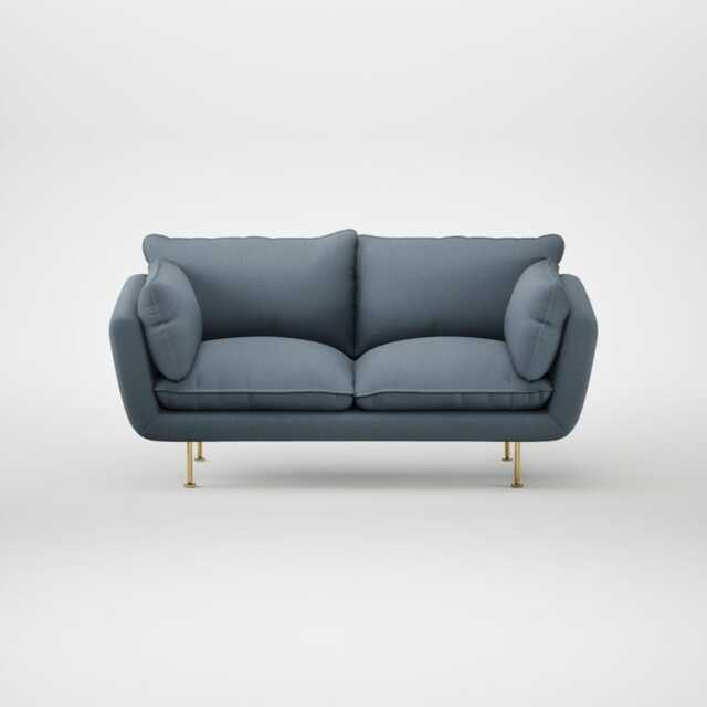 Heal's Allora 2 Seater Sofa Smart Cotton Linen Celestial Brass Feet