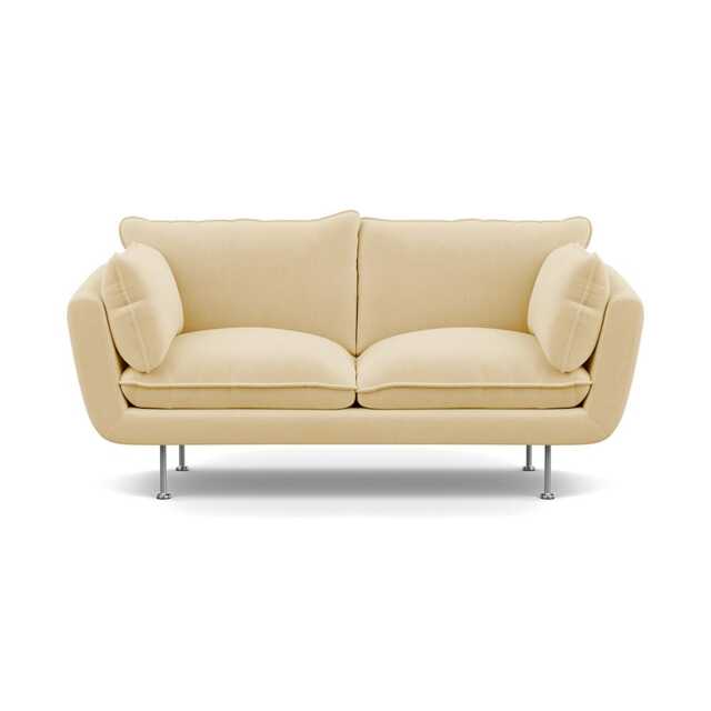 Heal's Allora 2 Seater Sofa Smart Luxe Velvet Biscuit Stainless Steel Feet