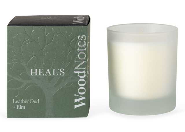 Heal's Woodnotes Leather Oud & Elm Scented Glass Candle
