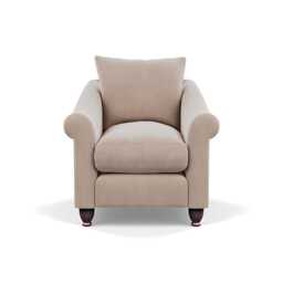 Heal's Devon Armchair Smart Velvet Pebble Walnut Stained Feet