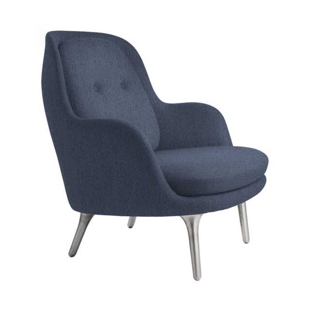 Fritz Hansen Fri Lounge Chair Blue Fabric Aluminium Legs