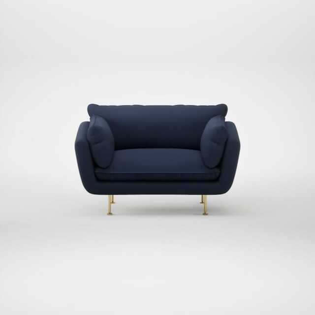 Heal's Allora Loveseat Smart Cotton Linen Indigo Brass Feet