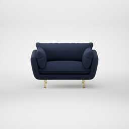Heal's Allora Loveseat Smart Cotton Linen Indigo Brass Feet