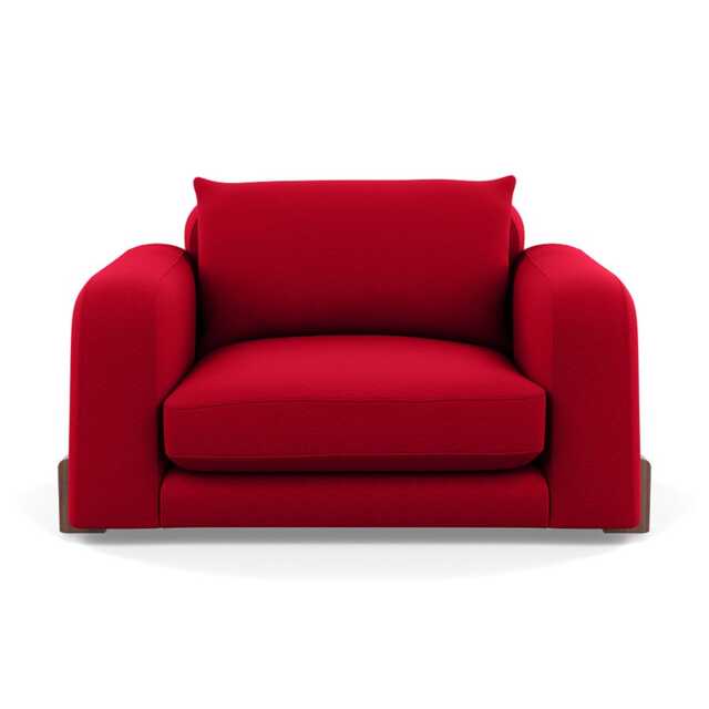 Heal's Nuvola Loveseat Melton Wool Red Oxide Walnut Stained Feet