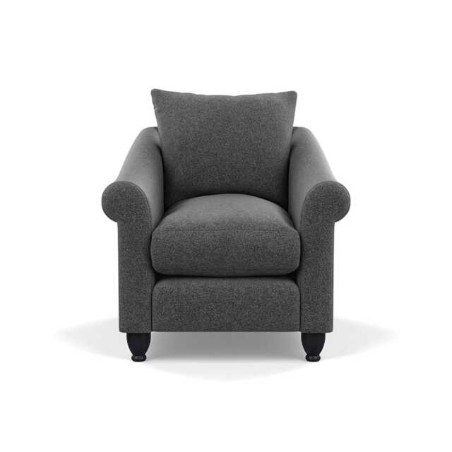 Heal's Devon Armchair Melton Wool Granite Black Stain Beech Feet