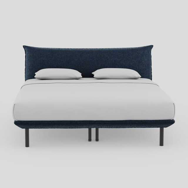 Heal's Aria Bed Super King Nova Velluto French Navy Box Sprung Black Feet