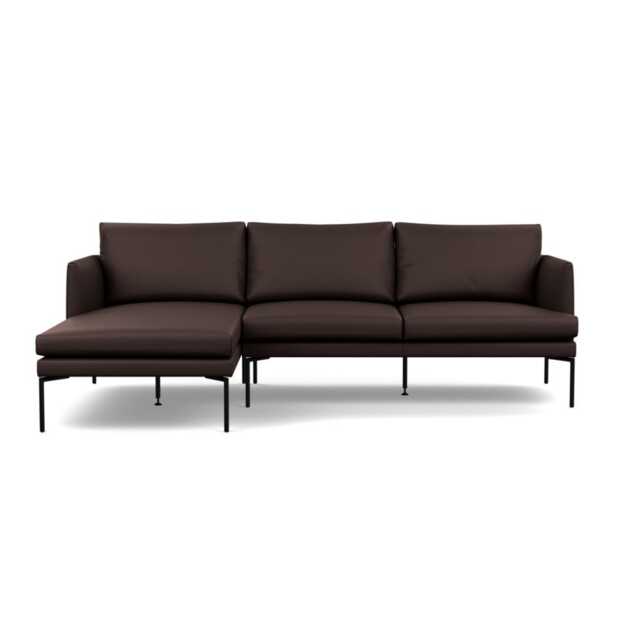 Heal's Matera Left Hand Facing Chaise Sofa Grain Leather Chocolate 066 Black Feet