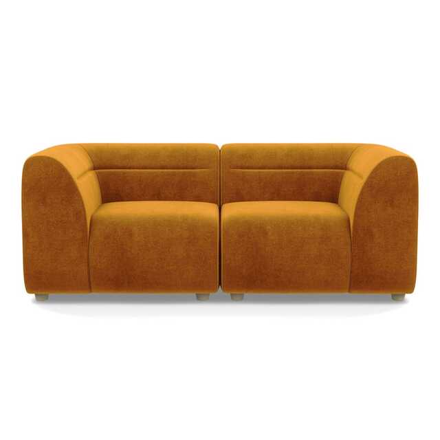 Heal's Lilli 2 Seater Sofa Smart Luxe Velvet Cognac Natural Beech Feet - image 1