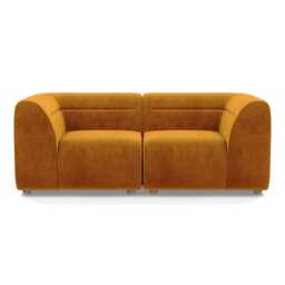 Heal's Lilli 2 Seater Sofa Smart Luxe Velvet Cognac Natural Beech Feet