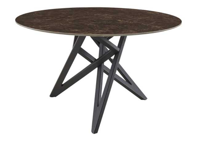Ligne Roset Ennea Round Dining Table in Emperador Ceramic