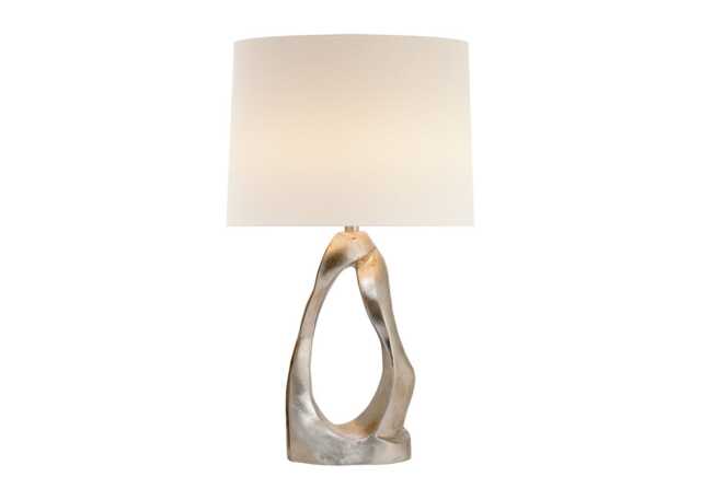 Visual Comfort Cannes Table Lamp Burnished Silver Leaf & Linen Shade