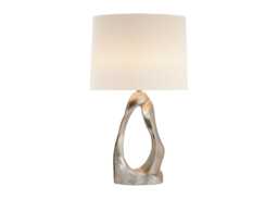 Visual Comfort Cannes Table Lamp Burnished Silver Leaf & Linen Shade