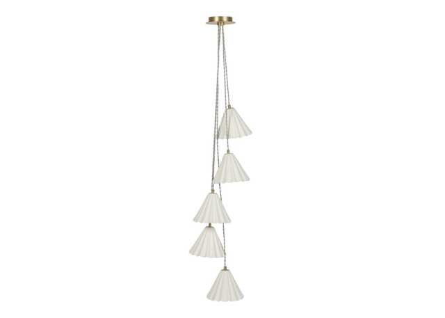 Heal's Monroe Porcelain 5 Light Chandelier Pendant White & Brushed Gold