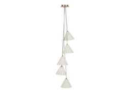 Heal's Monroe Porcelain 5 Light Chandelier Pendant White & Brushed Gold