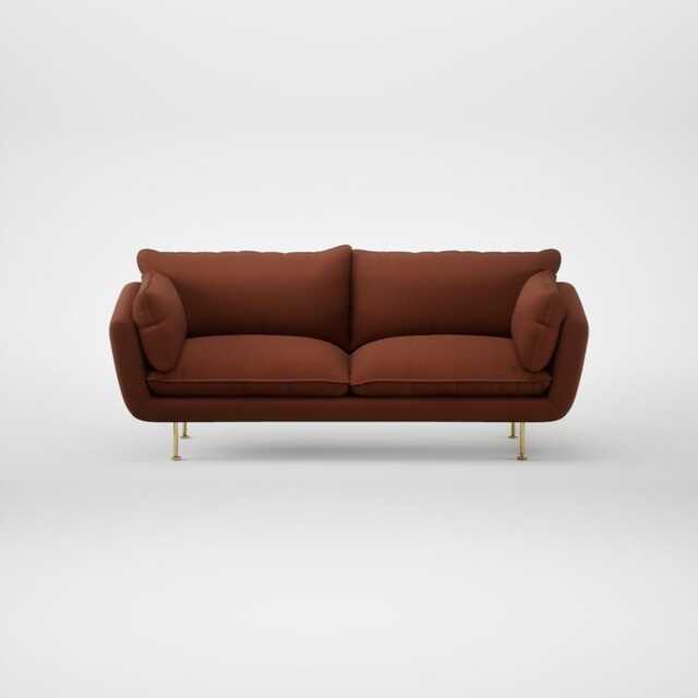 Heal's Allora 3 Seater Sofa Smart Cotton Linen Rust Brass Feet