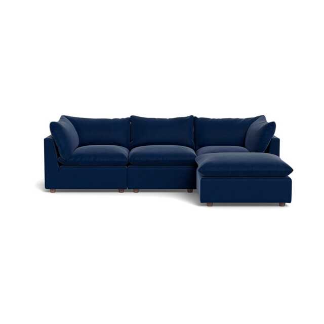 Heal's Astrid Right Hand Facing Corner Sofa Velvet Midnight Walnut Stained Beech Feet