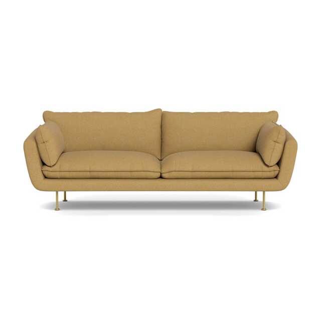 Heal's Allora 4 Seater Sofa Boucle Tweed Citrine Brass Feet