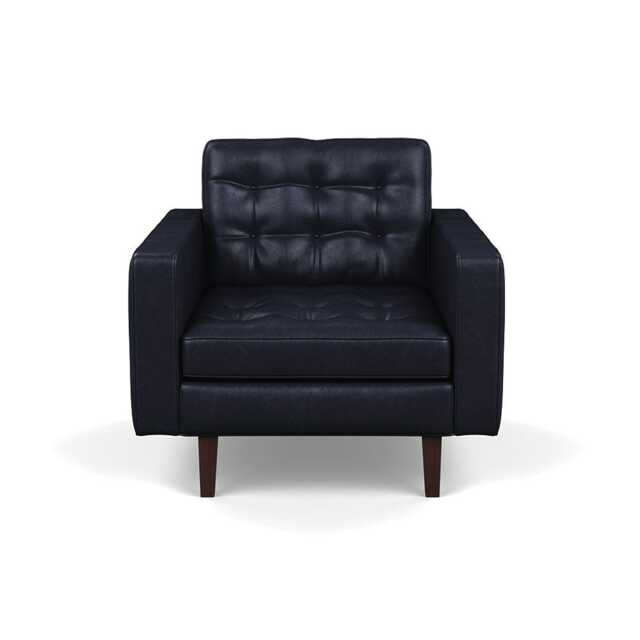 Heal's Hepburn Armchair In Stonewash Leather Black
