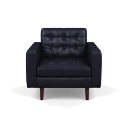 Heal's Hepburn Armchair In Stonewash Leather Black
