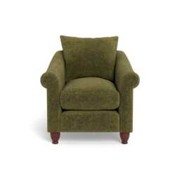 Heal's Devon Armchair Boucle Velvet Wilder Walnut Stained Beech Feet