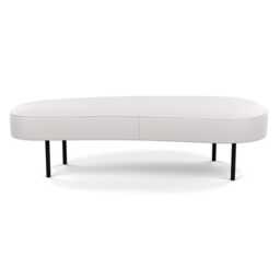 Heal's Isola Large Ottoman Leather Grain White 000 Black Feet