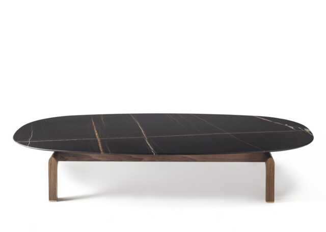 Porada Quay Oval Coffee Table Canaletta Walnut Frame Black Sahara Noir