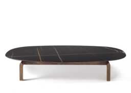 Porada Quay Oval Coffee Table Canaletta Walnut Frame Black Sahara Noir
