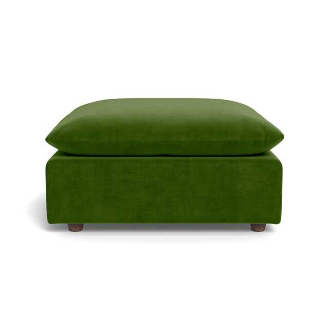 Heal's Astrid Ottoman Smart Luxe Velvet Grass Walnut Stained Beech Feet